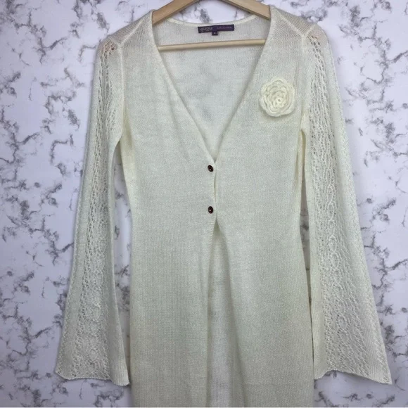 Hale Bob Knit Mohair Cardigan Floral Detail